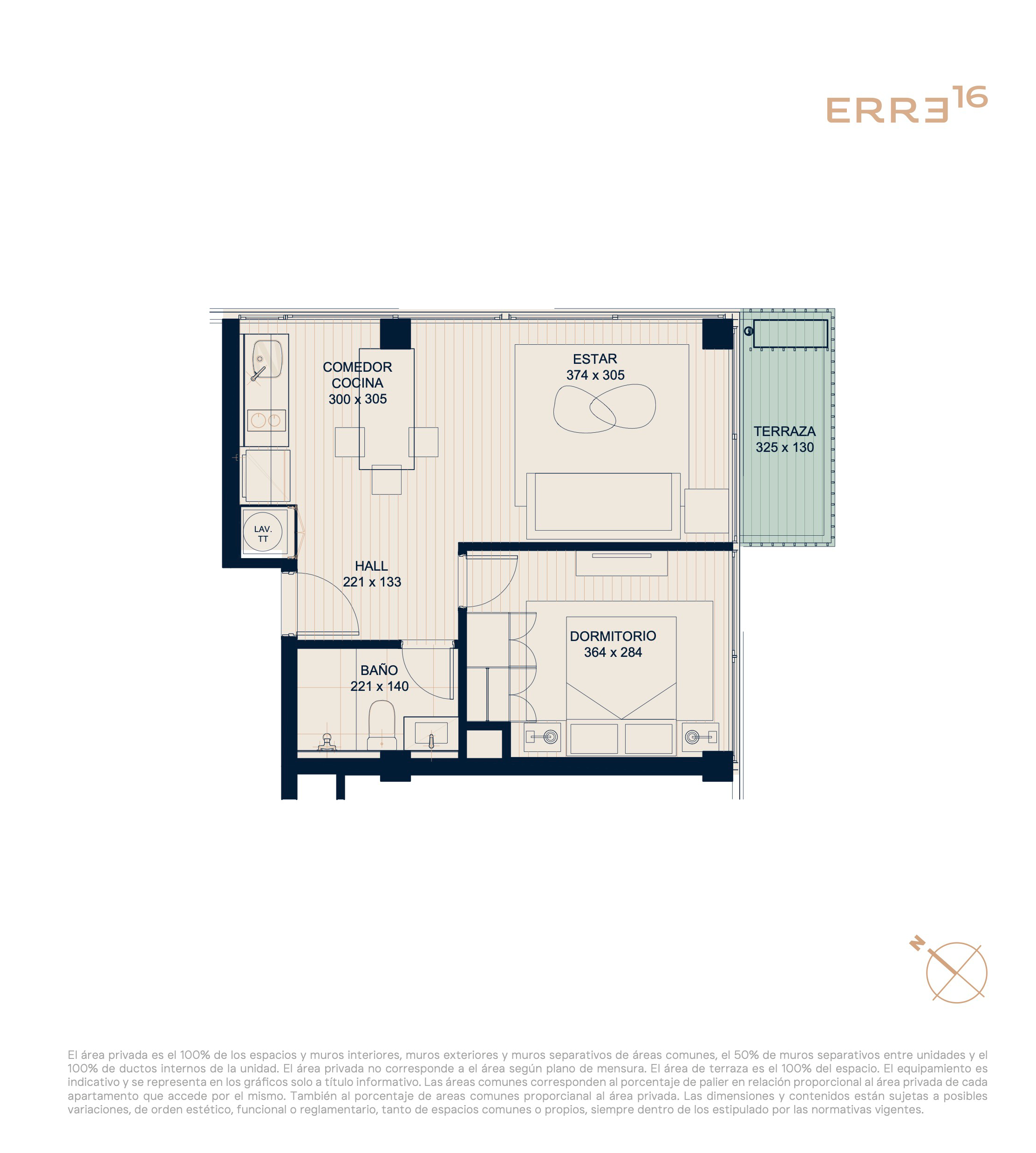 Unidad 05 · Desde USD 138.947 — 1 dormitorio — Erre16