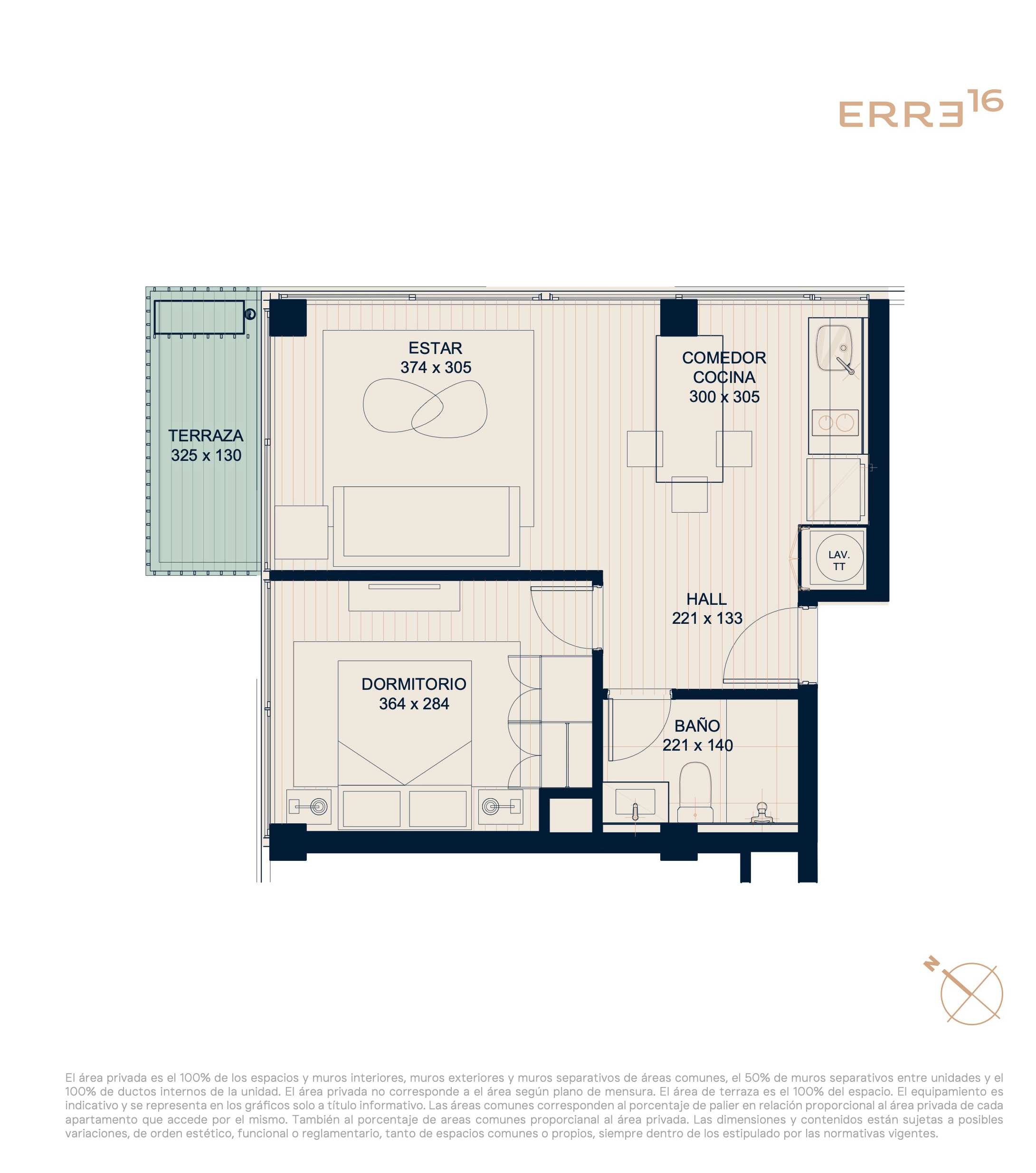 Unidad 06 · Desde USD 140.337 — 1 dormitorio — Erre16
