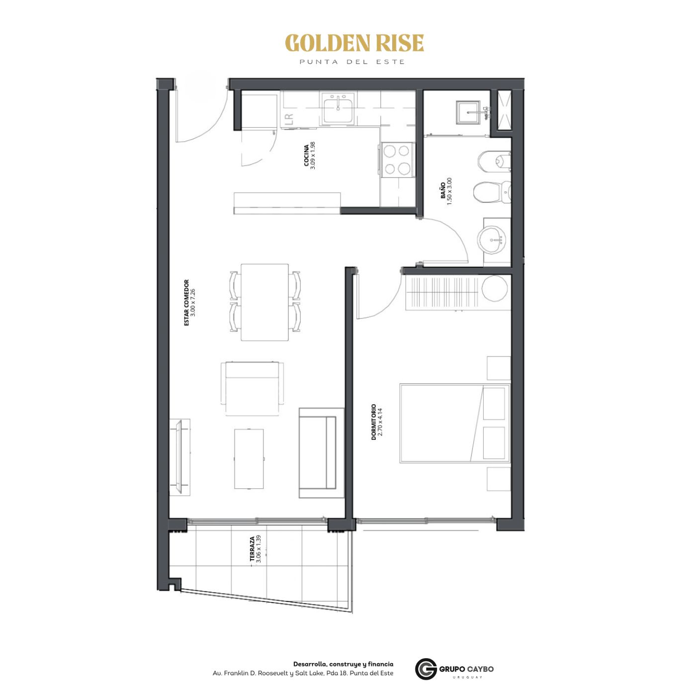 1 dormitorio - Golden Rise Punta del Este