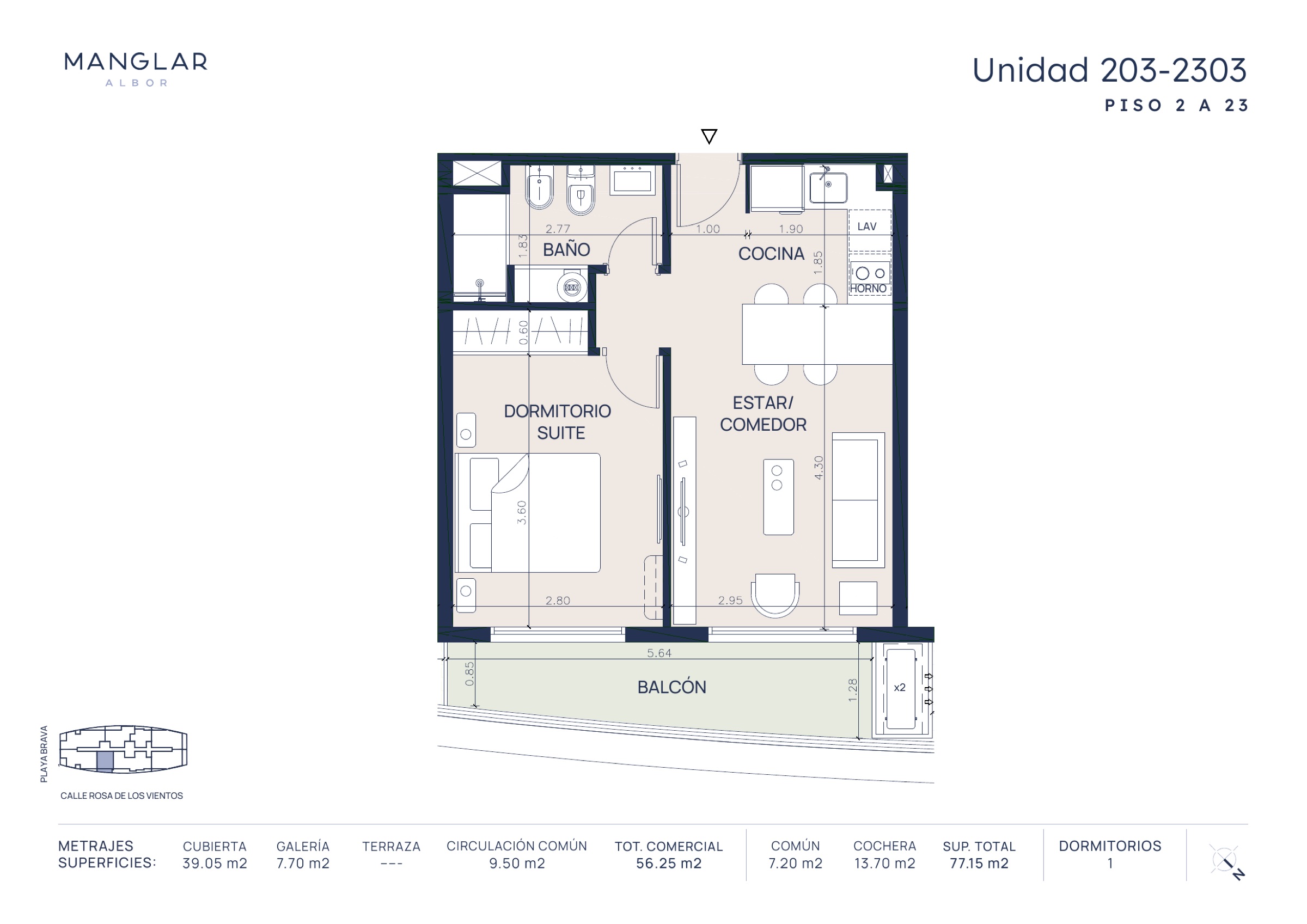 Tipo 03 · Desde USD 233.000 — 1 dormitorio — Manglar Albor Punta del Este