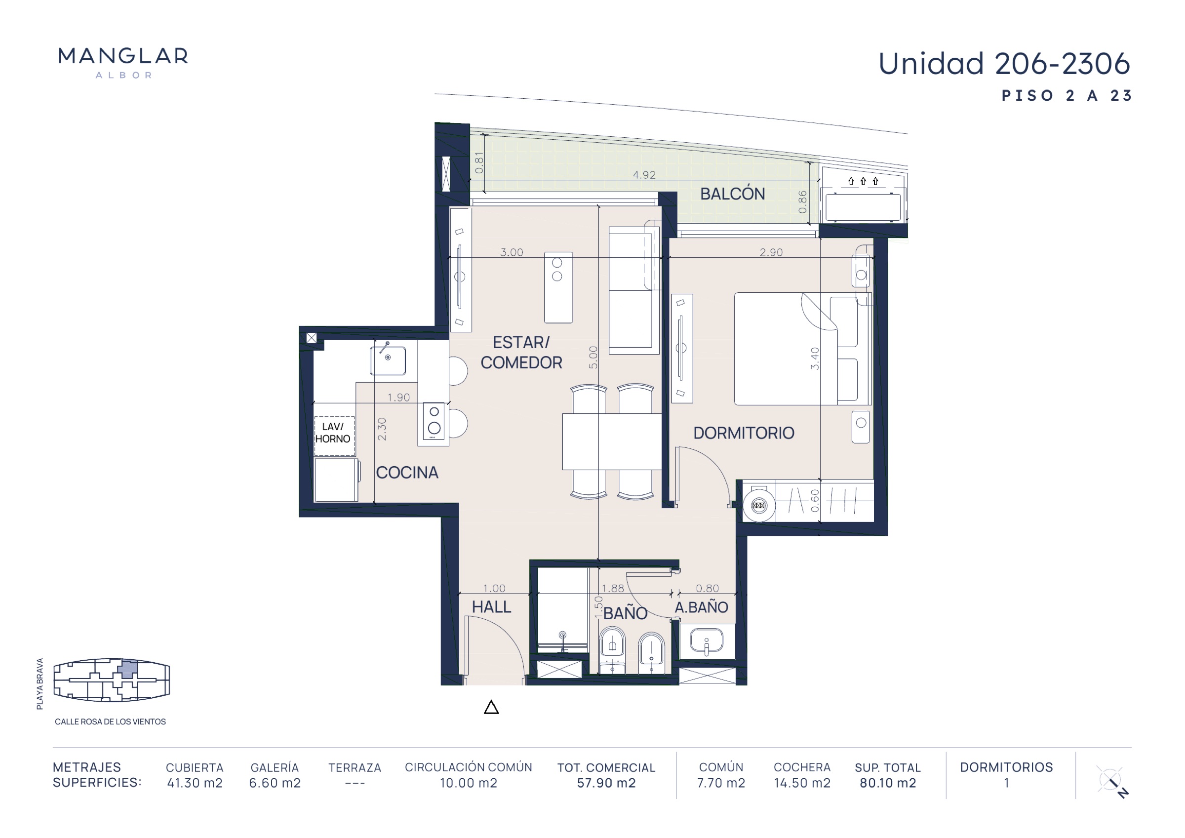 1 dormitorio - Manglar Albor Punta del Este