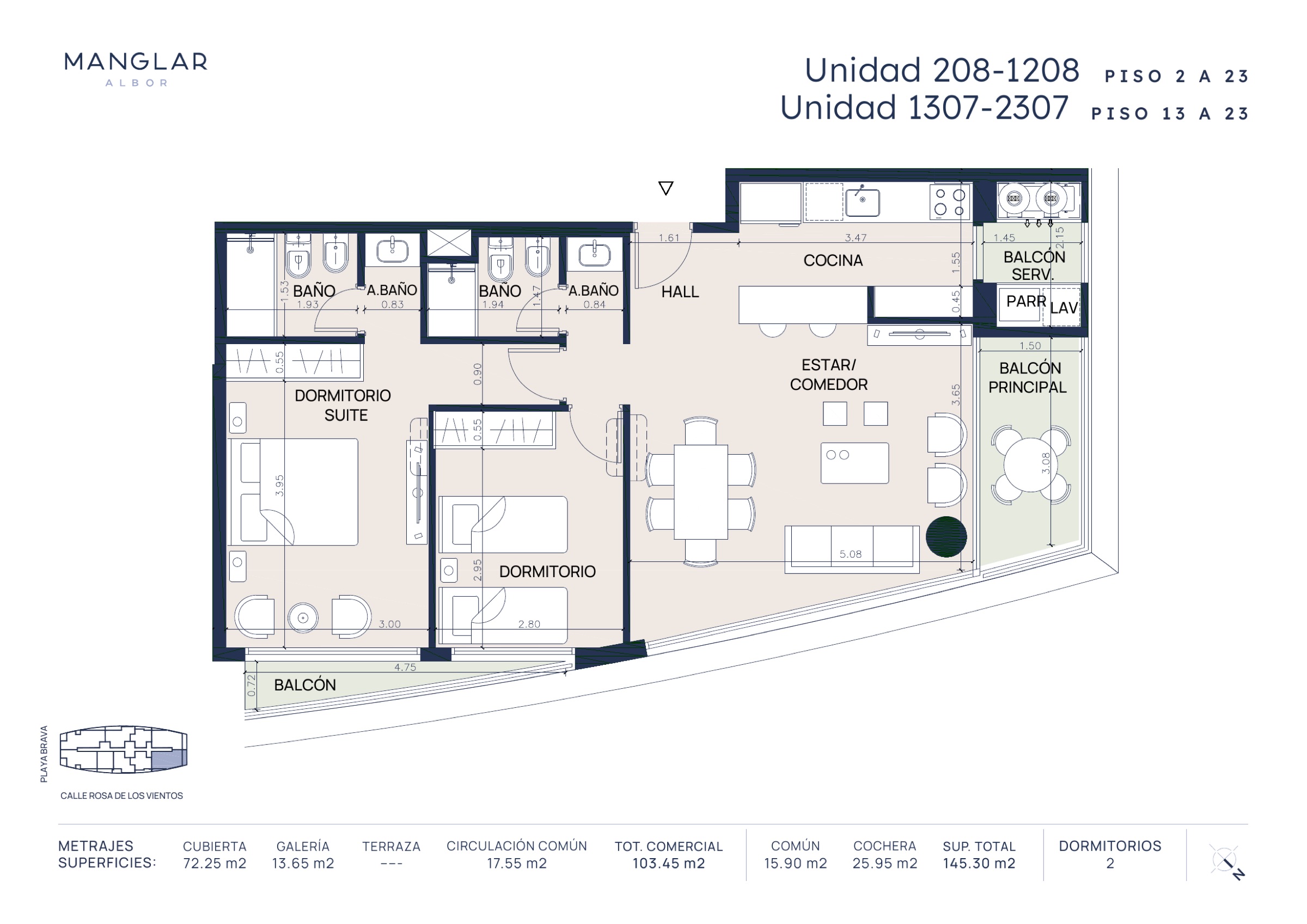 Tipo 08 · Desde USD 343.000 — 2 dormitorios — Manglar Albor Punta del Este