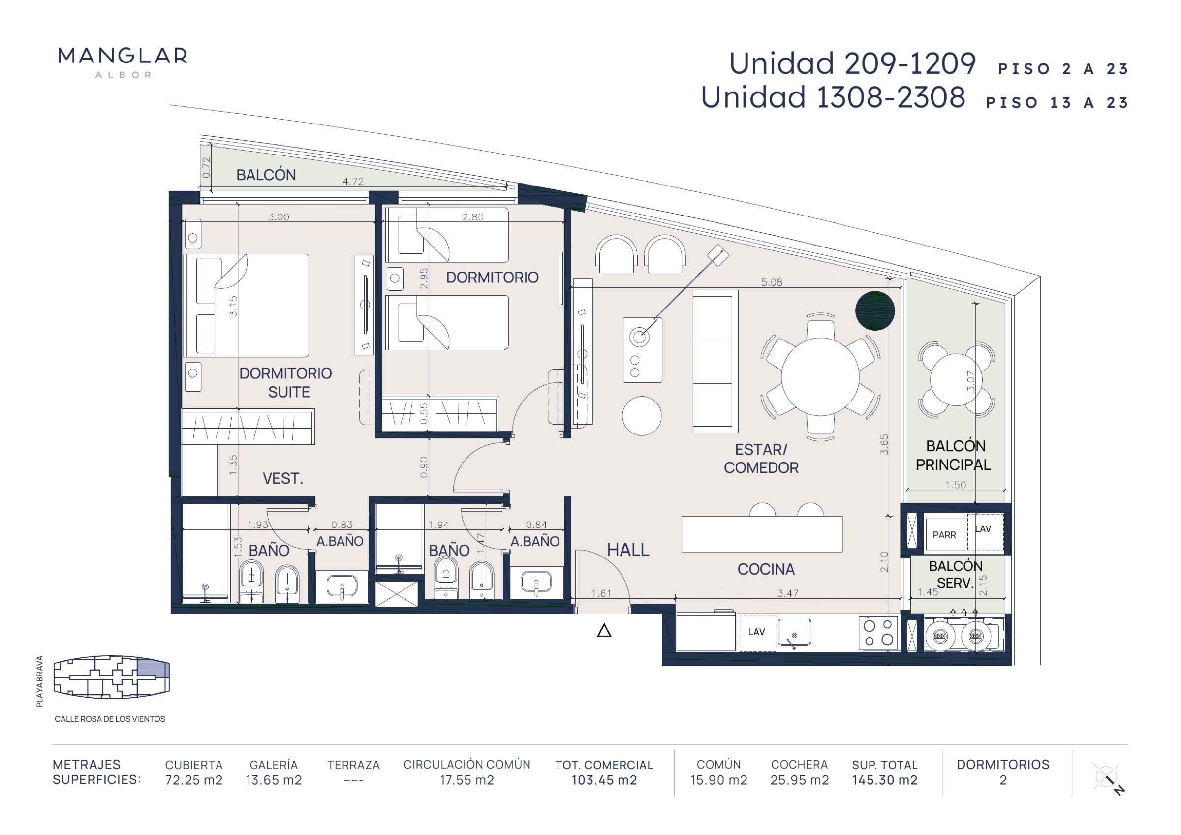 Tipo 09 · Desde USD 308.000 — 2 dormitorios — Manglar Albor Punta del Este
