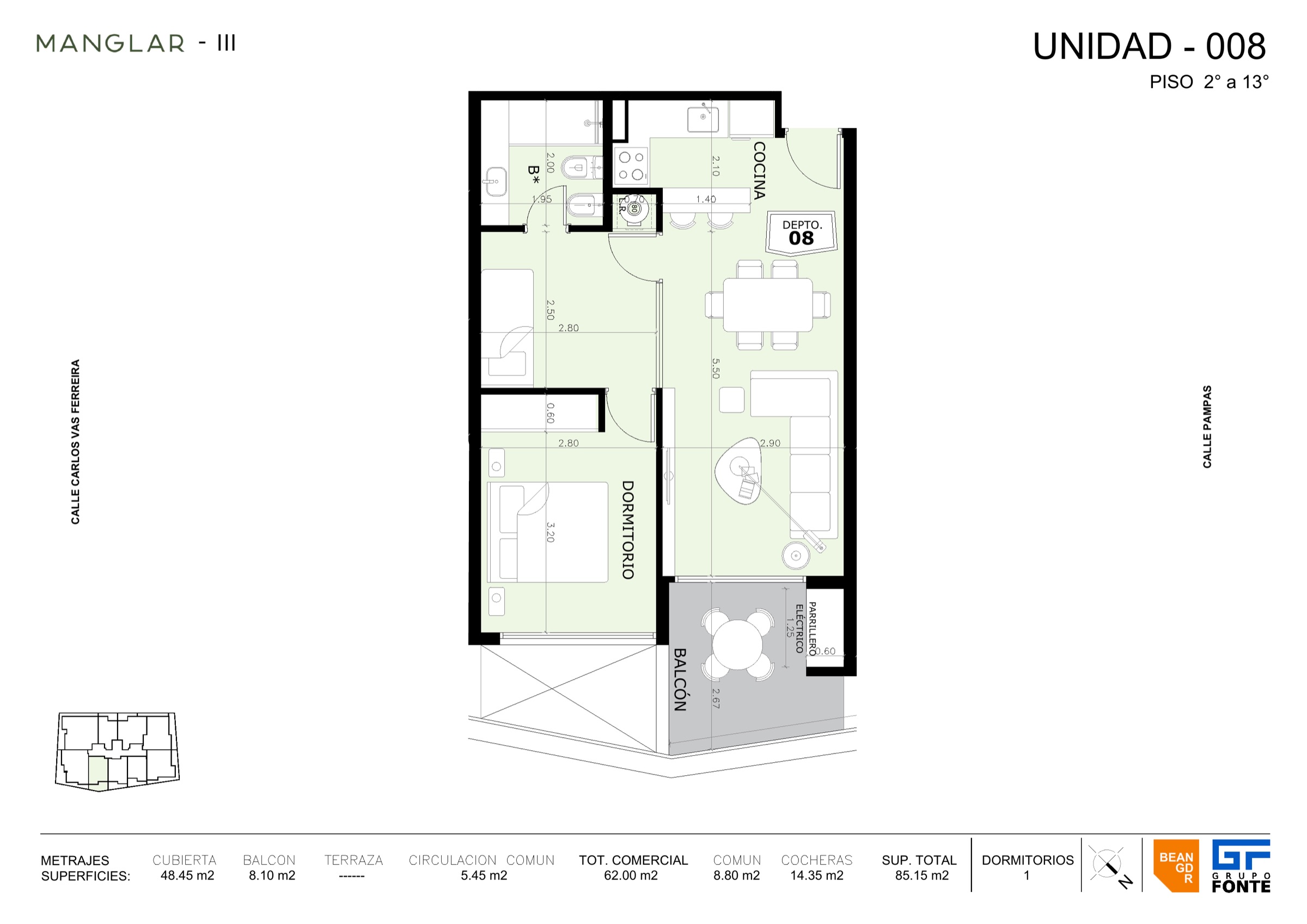 Tipo 08 · Desde USD 217.800 — 1 dormitorio y medio — Manglar Umbra Punta del Este