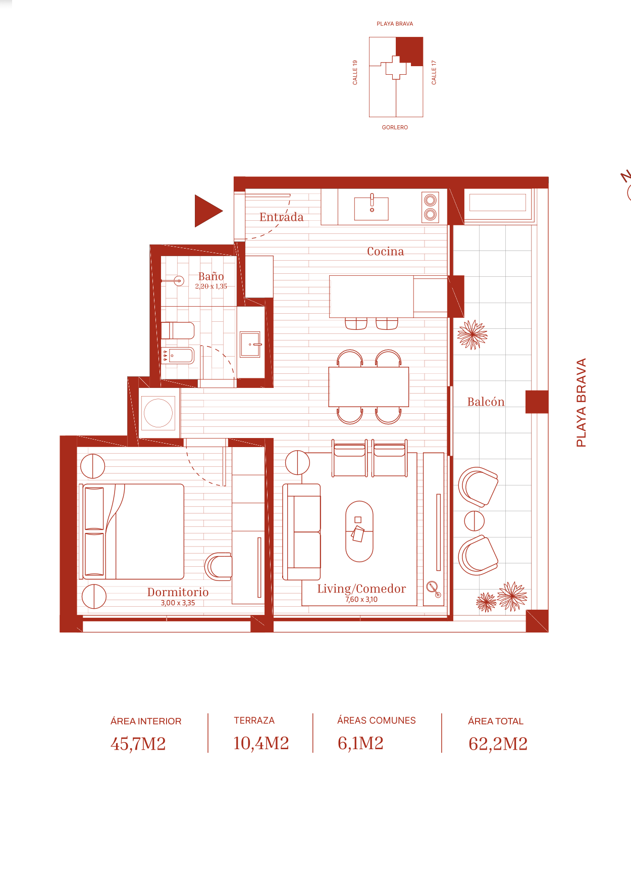 Tipología 03 · Orientación Faro — 1 dormitorio — Metejón