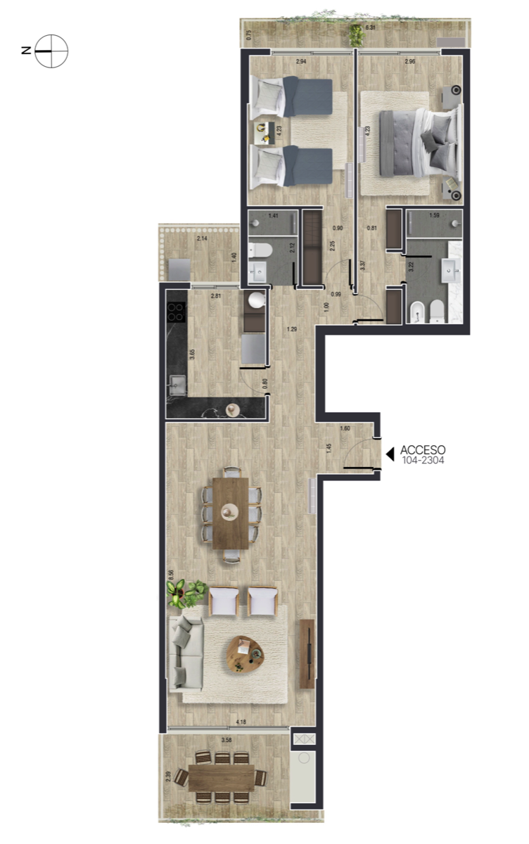 2 dormitorios amplio - Sunset Tower Punta del Este