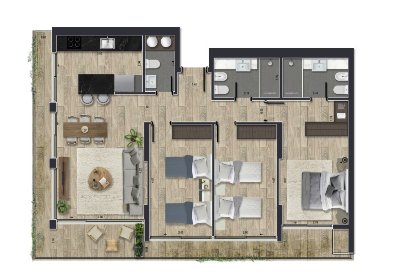3 dormitorios - Torres del Este Punta del Este